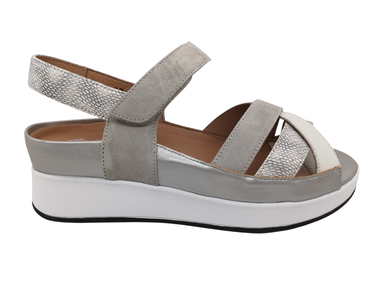 Sandalia Mujer Piesanto 260424 Blanco-Plata