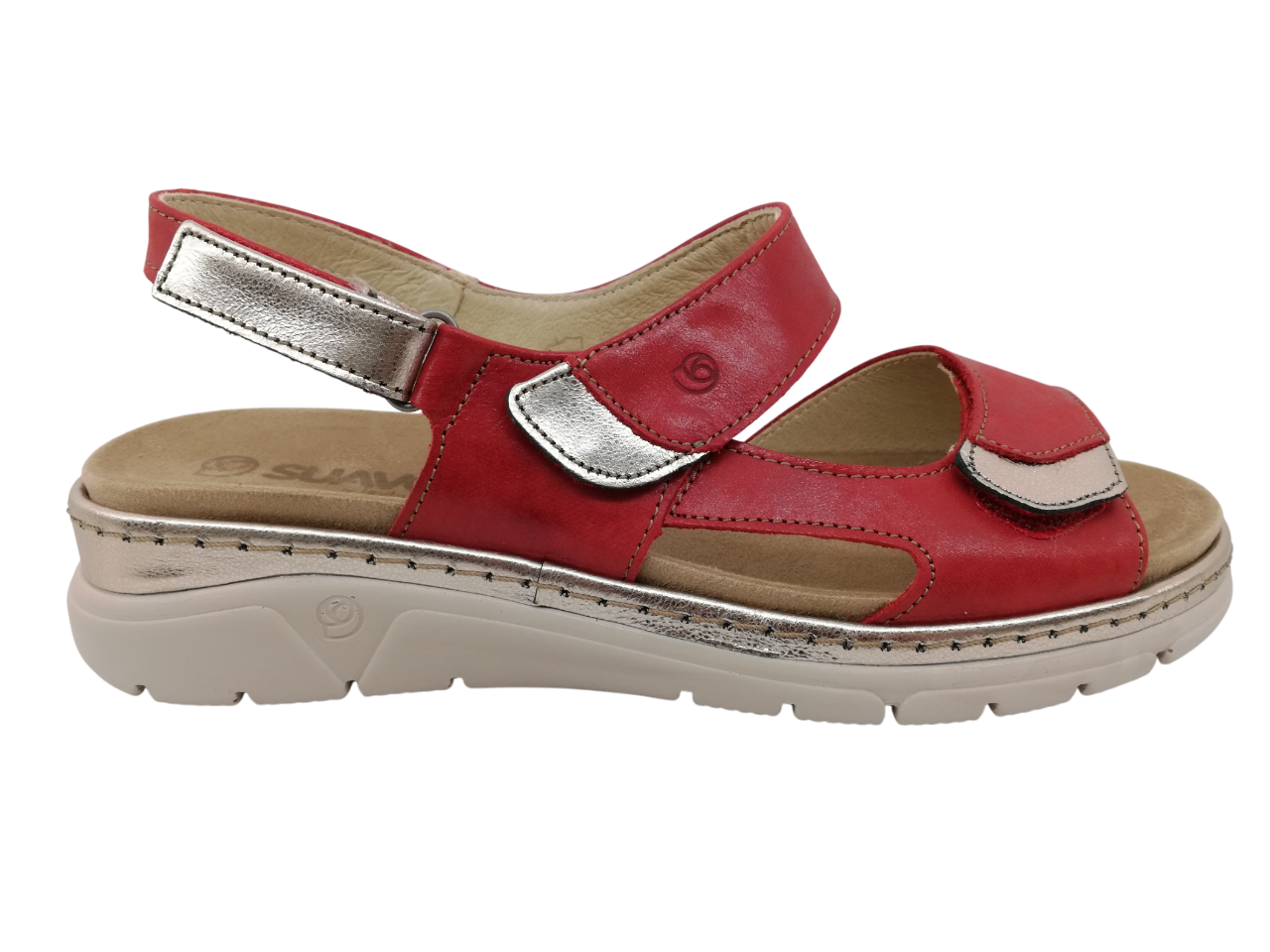 Sandalia Mujer Suave 3351 Rojo-Plata
