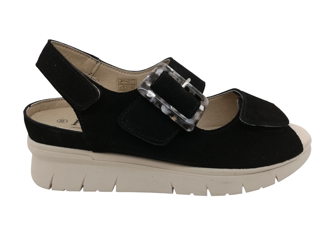 Sandalia Mujer Pinoso's 8186-HEB Negro-Blanco